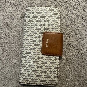Fossil Signature Pattern wallet with Brown Accent